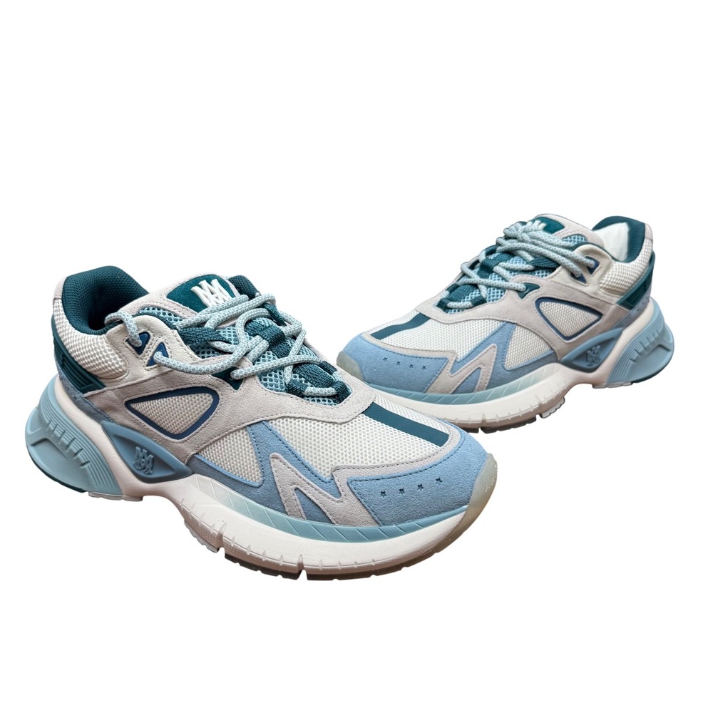 Amiri MA Runner Mens Size 10 Dusty Blue Suede Mesh Sneakers AMFOSR1066-400